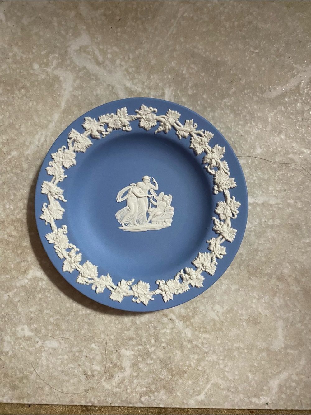 Vintage 1956 Wedgwood Pale Blue
Jasperware Trinket Dish - Sacrifice Motif 4.5"